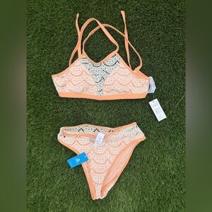 Cupshe Peach Lace Crochet Bikini Set Size SM - NWT